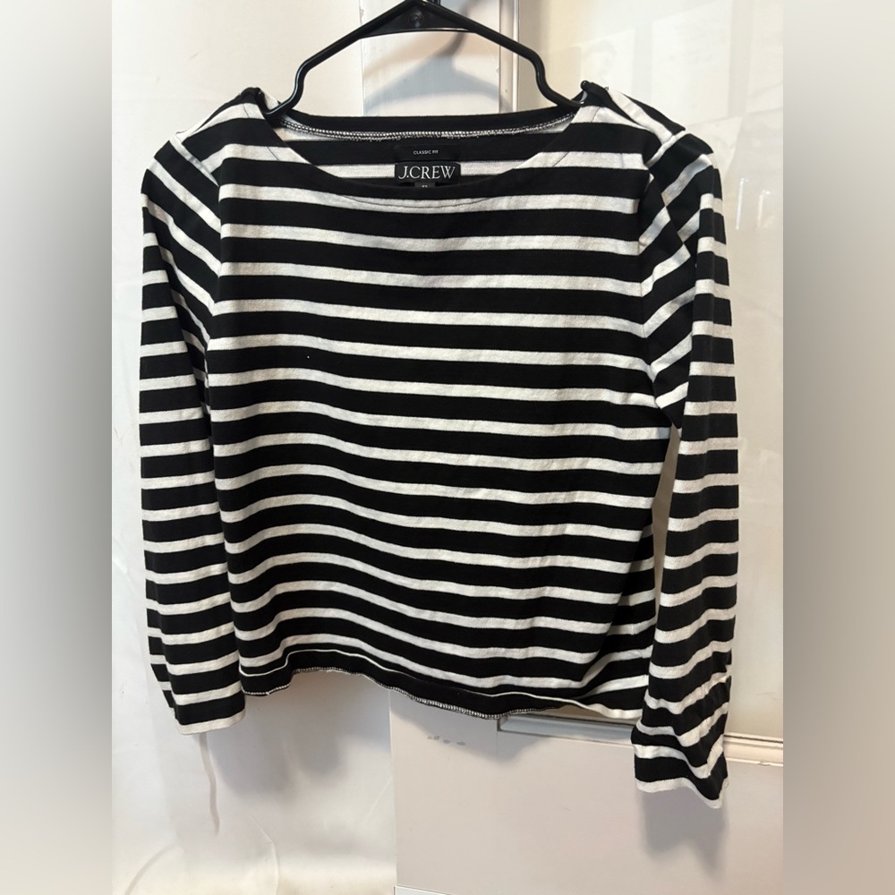 J. Crew Classic Black and White Striped Sweater